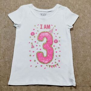 The Children's Place Pink and White Birthday Tee -Q